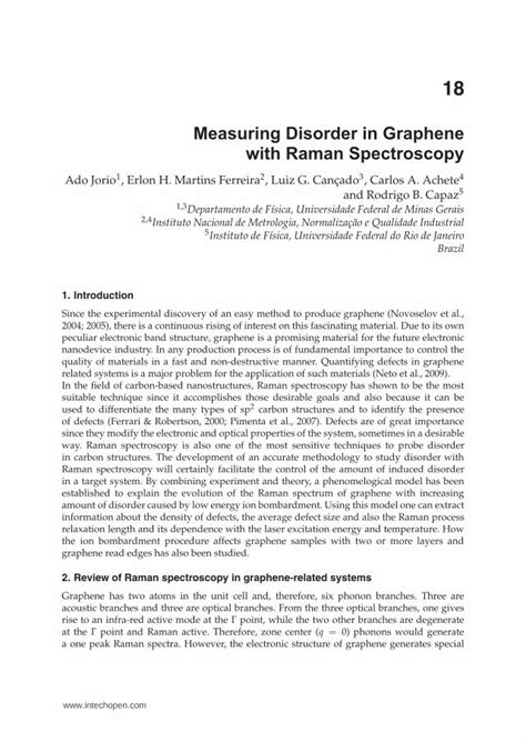 Pdf Measuring Disorder In Graphene With Raman Spectroscopycdn