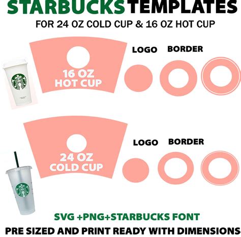 Art Collectibles Digital Template Wrap Starbucks Oz Cold Cup