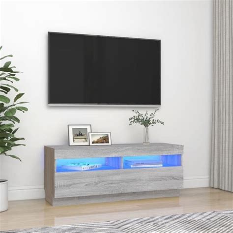 Vidaxl Meuble Tv Avec Lumi Res Led Sonoma Gris X X Cm