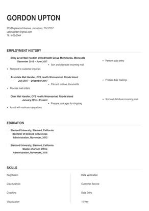 Mail Handler Resume Sample Tips Online Resume Builder