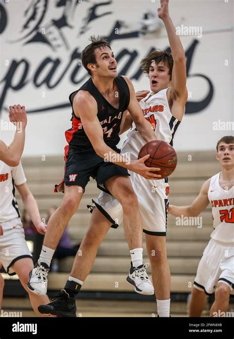 Basketball Action With Priest River Vs Wallace High School In Priest