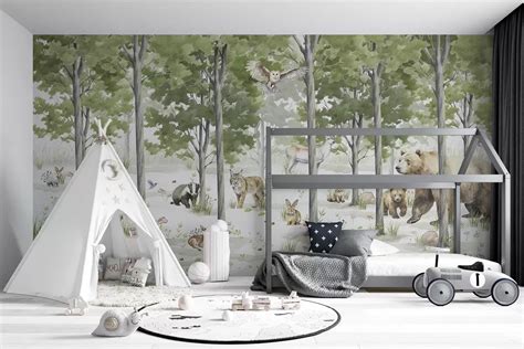 Wall Mural Peel and Stick Wallpaper Forest with animals Nr. u97741 | Uwalls