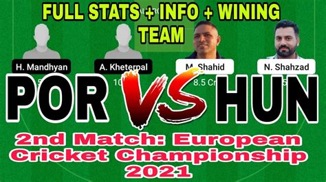 POR Vs HUN POR Vs HUN DREAM 11 TEAM PREDICTION 2nd Match European