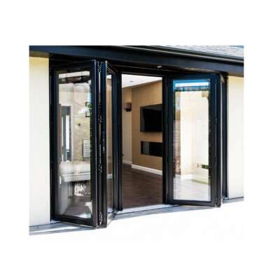 ESWDA Black Five Panels Aluminium Bi Folding Door Double Glazed