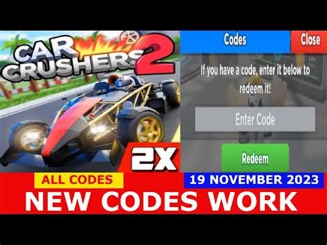 NEW UPDATE CODES 2X NEW Car Crushers 2 ROBLOX ALL CODES