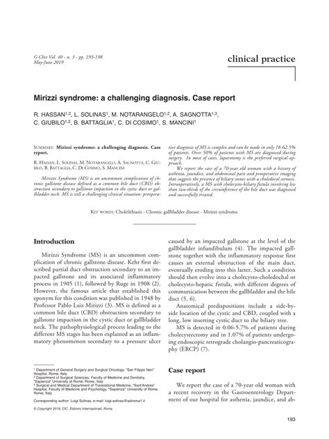 (PDF) Mirizzi syndrome: a challenging diagnosis. Case report