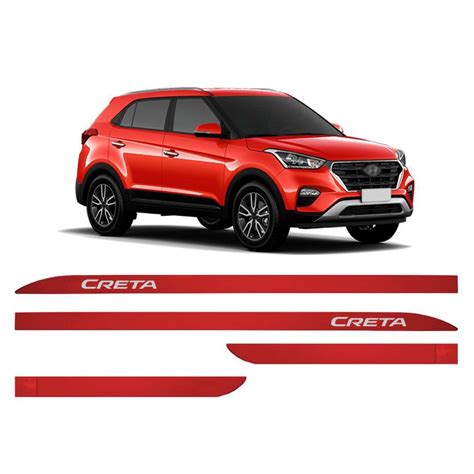 Jogo Friso Lateral Porta Slim Hyundai Creta Vermelho Chilli No Shoptime