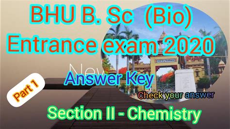 Bhu B Sc Bio Answer Key Chemistry Part Bhu Bsc Entrance