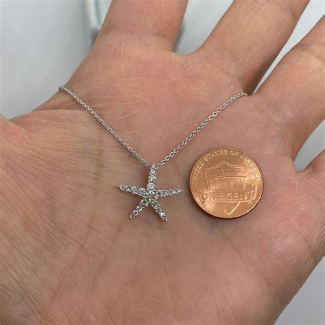 Diamond Starfish Necklace Starfish Pendant Gold K Starfish Etsy