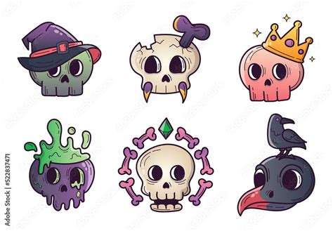 Cute Halloween Skull Vector Clipart Illustration Stock Template | Adobe Stock