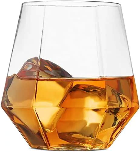 Munfix 32 Pack Diamond Shaped Plastic Stemless Wine Glasses Disposable