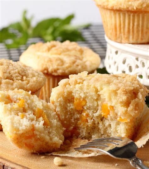 Peach Cream Cheese Muffins With Streusel In Good Flavor