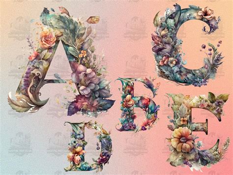 26 Watercolor Floral Alphabet Letters Clipart Magical, Fairy, Fantasy ...