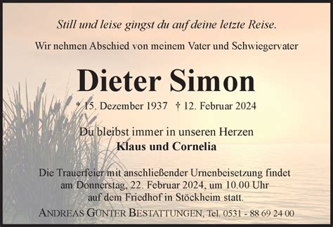 Traueranzeigen Von Dieter Simon Trauer38de