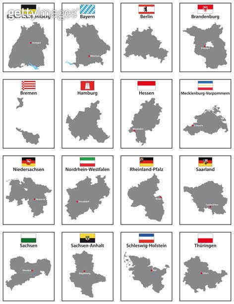 Vector Maps With Flags Of The States Of Germany