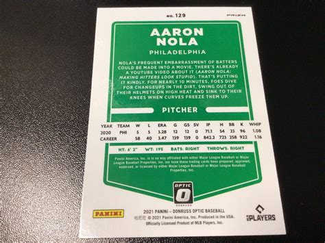 2021 Panini Donruss Optic Baseball Red Wave Parallel Prizm Aaron Nola