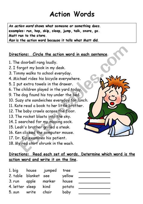 Action words - ESL worksheet by Janet att