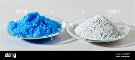 Copper II Sulphate In Hydrated Blue And Anhydrous White Forms