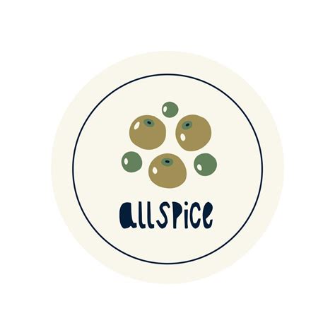 Hand Drawn Circle Illustrated Sticker Label Spice Herb Allspice