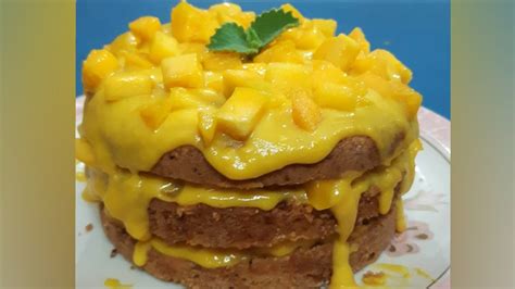 Eggless Mango Custard Cake Without Oven Custard Cake Recipe In Cooker Aata Cake Recipe Fruit