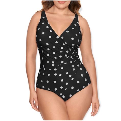 Miraclesuit Black White Polka Dot Wrap One Piece Bath Gem