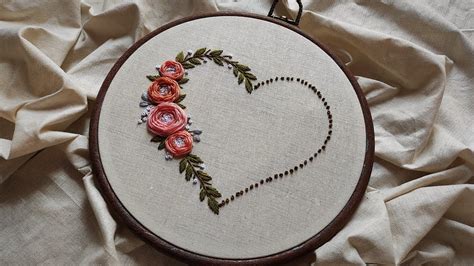 Beautiful Floral Heart Embroidery Tutorial For Beginners Embroidery For Beginners Lets