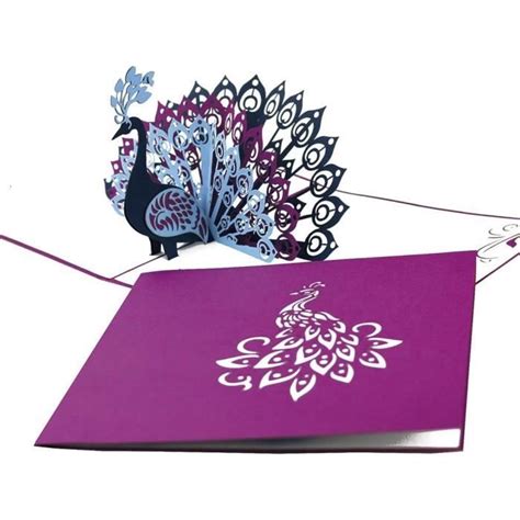 Carte Pop Up 3D Paon Plumes De Paon Carte D Anniversaire De