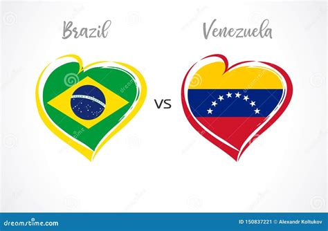 Brazil Vs Venezuela, National Team Soccer Flags on White Background ...