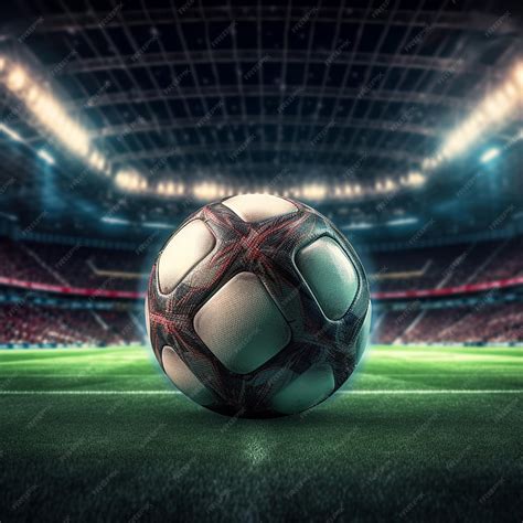 Premium AI Image | A soccer ball is in a stadium with a stadium in the ...