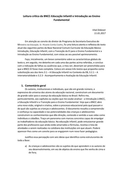 PDF Leitura crítica da BNCC Educação Infantil e Introdução ao