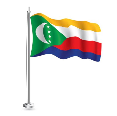 Comoros Flag Isolated Realistic Wave Flag Of Comoros Country On