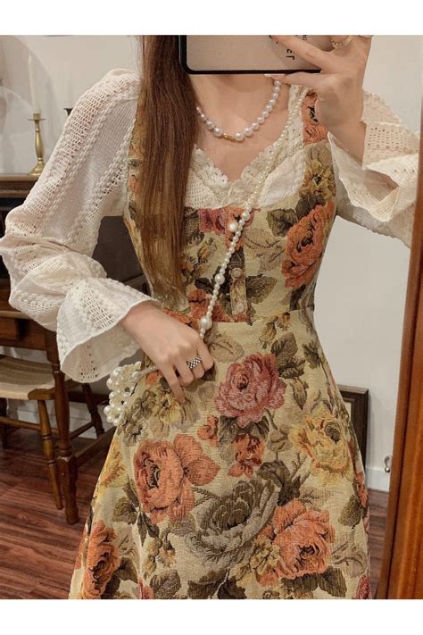 Cottagecore Lace Floral Dress Сottagecore Clothes