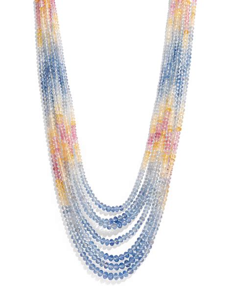 7 Strand Multi Color Sapphire Bead Necklace Turgeon Raine