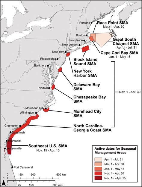 Eubalaena Glacialis Locations And Effective Dates Of Seasonal