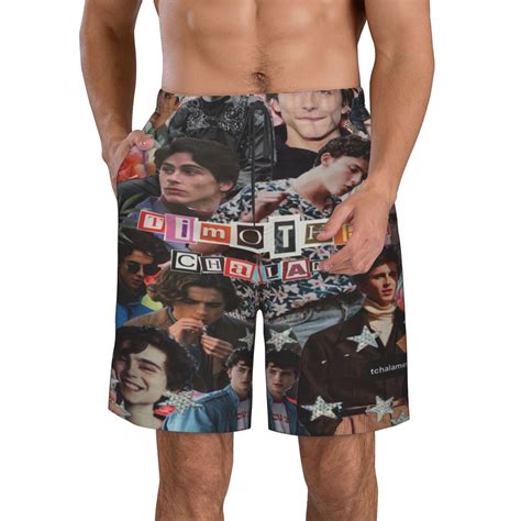 Mens Timothee Chalamet Swim Trunks Quick Dry Bathing Suits Holiday