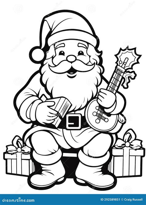 Christmas Colouring Page, Santa Stock Illustration - Illustration of worksheet, happy: 292589851