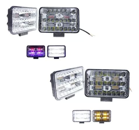 Par Faros Unidad X Led Rectangular Estrobo Bicolof