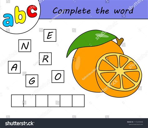 Kids Game Complete Word Learning English Stock Vector (Royalty Free) 1172299948 | Shutterstock