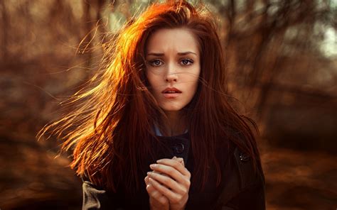 Wallpaper Sunlight Women Redhead Model Long Hair Looking At Viewer Georgy Chernyadyev