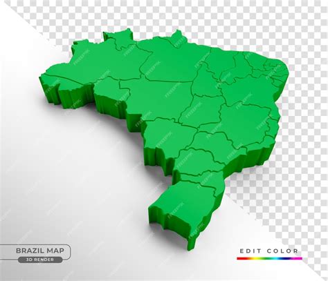 Mapa Isométrico Do Brasil Em Renderização 3d Com Divisão Estadual Psd