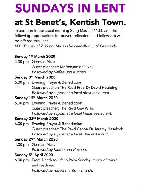 Sundays In Lent Saint Benet S Church Kentish Town