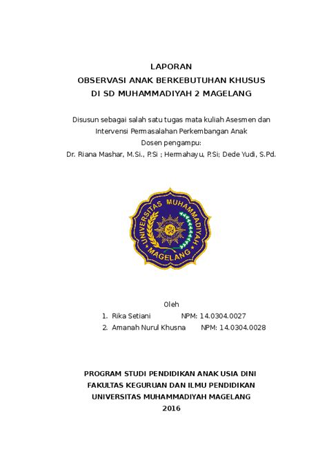 Detail Contoh Laporan Observasi Anak Usia Dini Koleksi Nomer 25