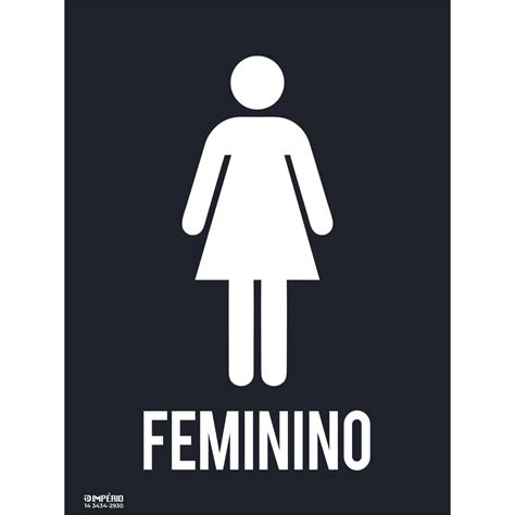 Placa de Sinalização Banheiro Feminino Preto