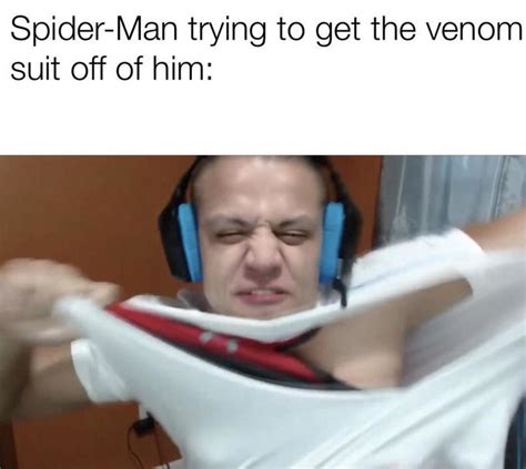 Spiderman Trying To Get The Venom Suit Off Him Get This Shit Off Me