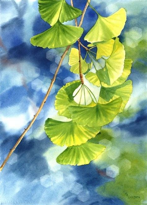 Ginkgo Etsy Watercolor Inspiration Watercolor Flowers Watercolor Art