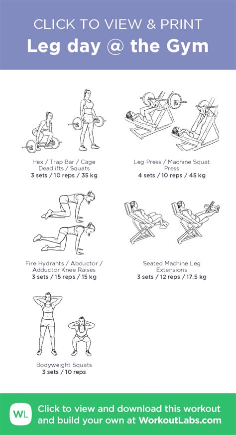 Leg day @ the Gym · Free workout by WorkoutLabs Fit | Workout labs ...