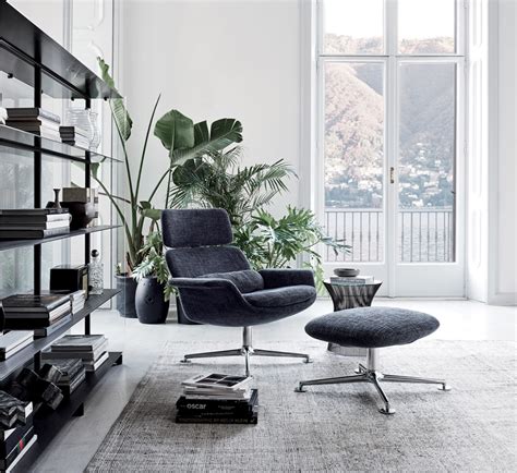 KNOLL Fauteuil Pivotant KN02 Avec Ottoman KN03 En Tissu Avec Dossier