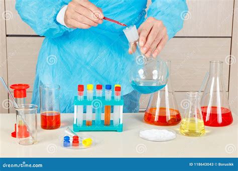 Researcher Is Conducting Chemical Experiments In Laboratory Stock Image Image Of Equipment