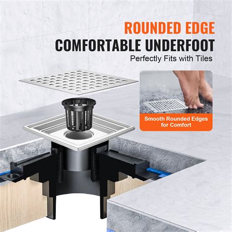 VEVOR 16Inch Linear Shower Drain with Square Pattern Grate,Brushed 304