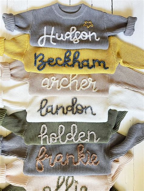 Personalized Hand Embroidered Baby and Toddler Name Sweaters // Baby ...